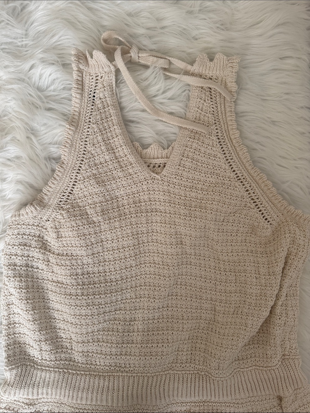 Universal Thread Cream Crochet Knit Romper Size Medium 100% Cotton Boho Summer - Picture 5 of 8